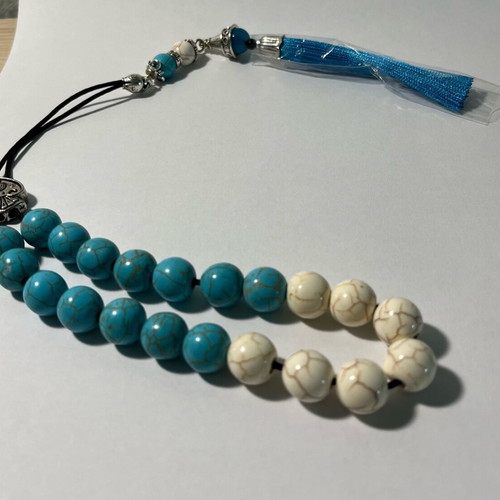 Handmade worry beads with chalcedony semi-precious stones new