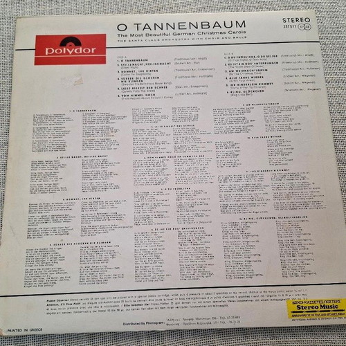 The Santa Claus Orchestra O Tannenbaum LP, German Christmas carols