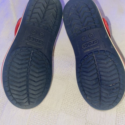 Crocs Crocband sandals used, blue and red, sizes 27-28