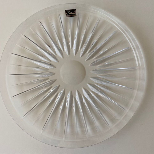 Celleste crystal serving platter used, 32cm diameter