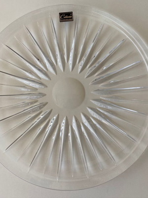 Celleste crystal serving platter used, 32cm diameter
