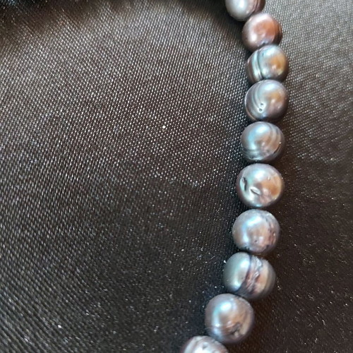 Black Genuine Pearl Necklace new 46cm, 8×9mm pearls