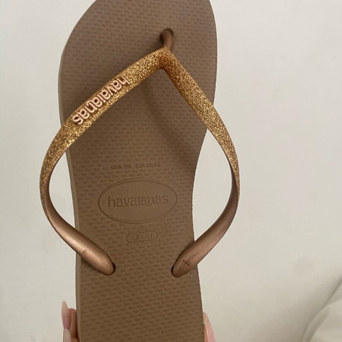 Havaianas Glitter Rose Gold Platform Flip Flops Like New Size 37-38
