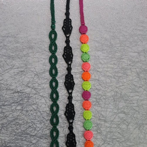 Cruciani Italian knitted bracelets 3pcs like new (green, black, neon)