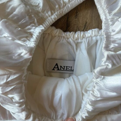 Anel Y2k vintage babydoll satin top, white, size S-M