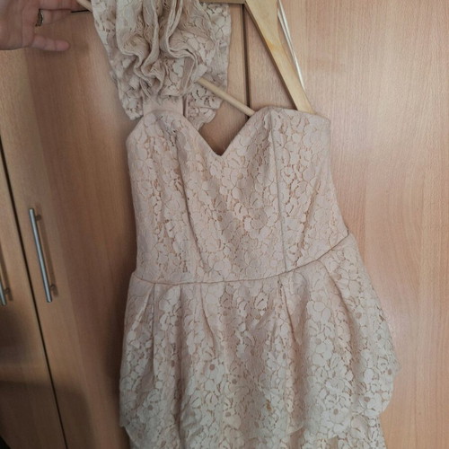 beige long bodycon dress Bek Cream V Neck Dress main image 1