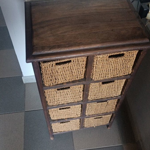 Furniture with rattan shelves used, size 80x42x30 cm