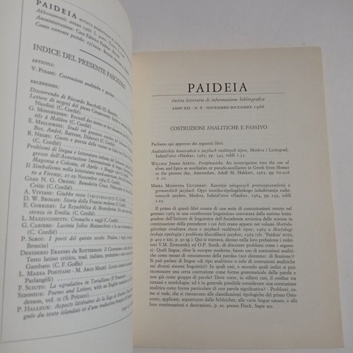 Paideia magazines used, 2 issues 1966 and 1971, Italian