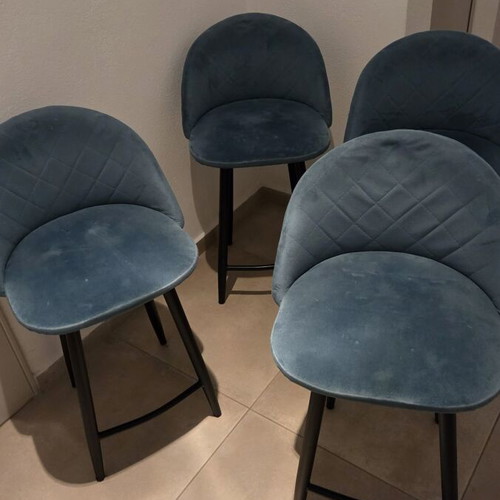 Bar stools used, set of 4, petrol color