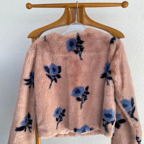 Zara short fur like new, blue and pink