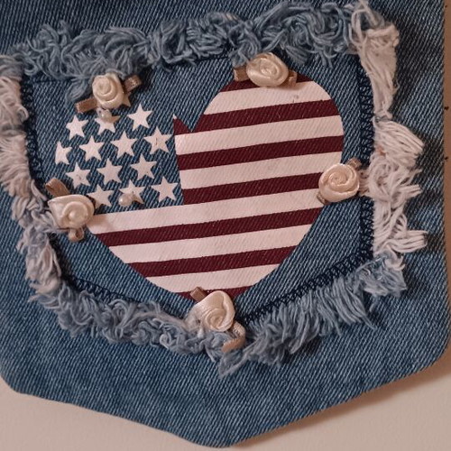 Handmade denim shoulder bag like new with USA emblem