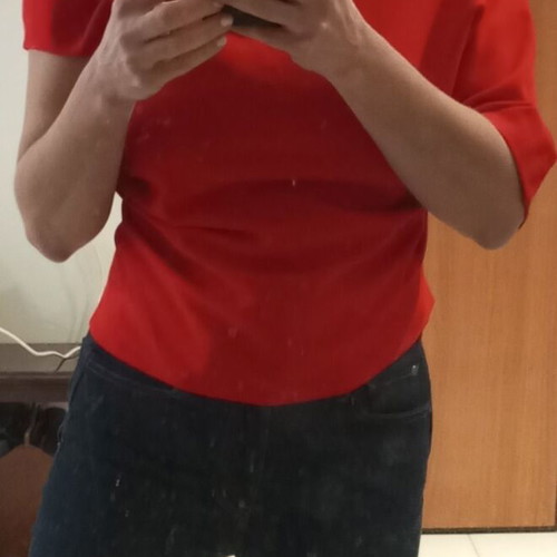 Zara blouse with one sleeve red fire color, size M like new