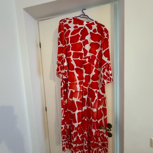 No name printed dress like new, white and red