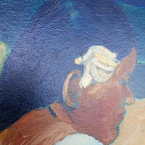 Vintage painting 1986 used, Paul Gauguin Women of Tahiti copy 40x50 cm