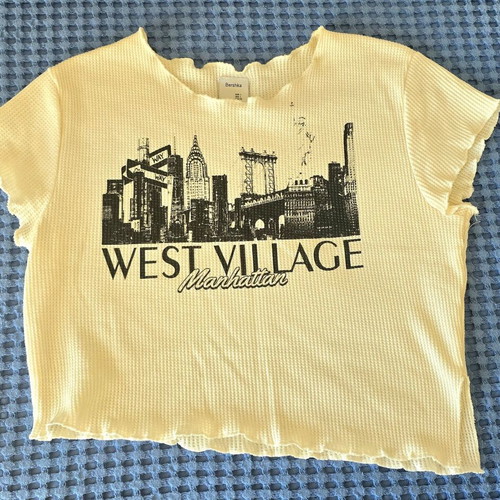 Bershka crop top, yellow, size M/L, asymmetrical
