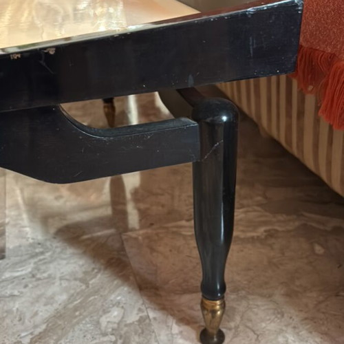 Antique black and white lacquered coffee table