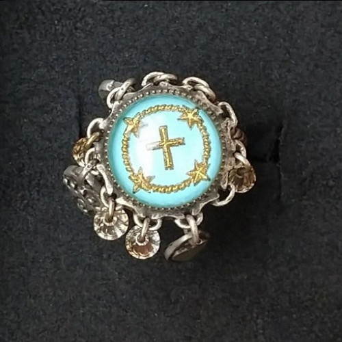 Konplott silver ring used with cross and talismans against evil eye