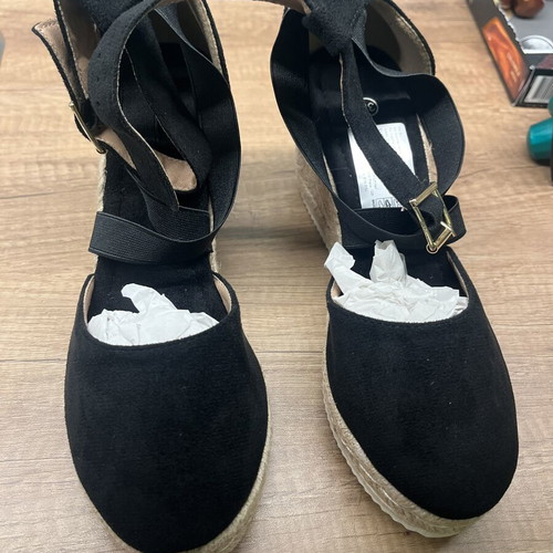 Black platform espadrille sandals new, size 37