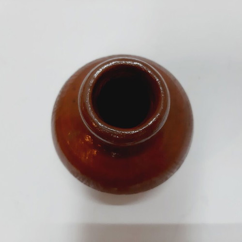 Vintage glazed pottery bottle 10 cm like new, rustic decor