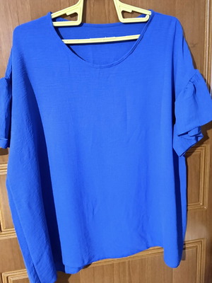 Women's blouse royal blue with ruffle sleeves like new