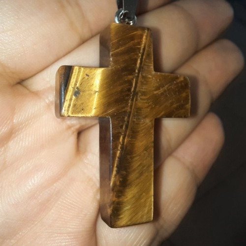 Large Cross made of natural Tiger's Eye crystal new