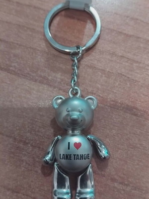 Bear keychain new, silver, with movable arms and legs