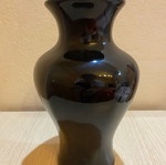 Vintage handmade black vase 24cm with 24K gold and butterflies