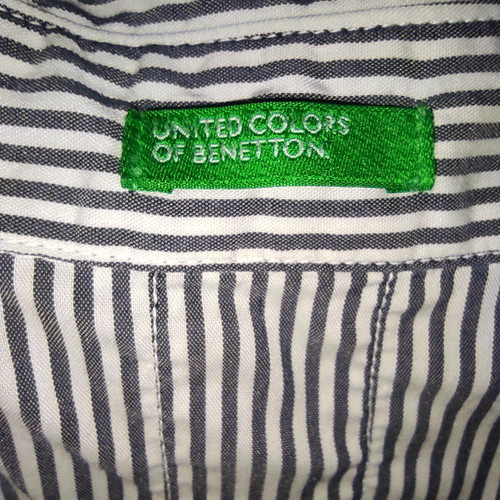 Πουκάμισο ριγέ με puff μανίκια Benetton σαν καινούργιο, μέγεθος M