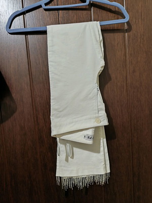 Pants with fringes like new, white, sizes S and M