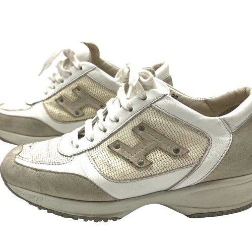Hogan interactive sneakers used, beige and white, size 37