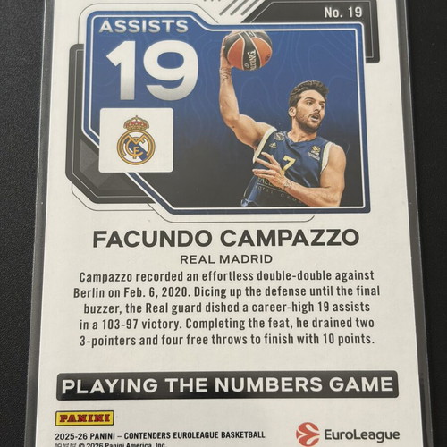Facundo Campazzo 3-Card Lot new, numbered /25, Panini Euroleague 2025-26