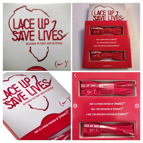Nike Lace Up 2 Save Lives shoelaces new, red