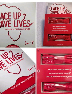 Nike Lace Up 2 Save Lives shoelaces new, red