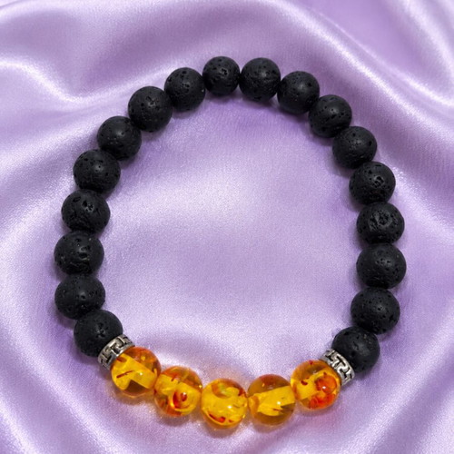 Bracelet with black and orange beads