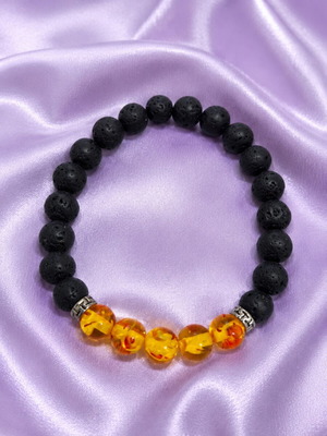 Bracelet with black and orange beads