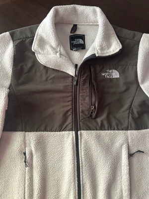 The North Face women's M fleece jacket white with khaki windproof fabric