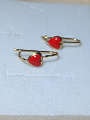 Silver 925° gold-plated heart earrings with enamel new