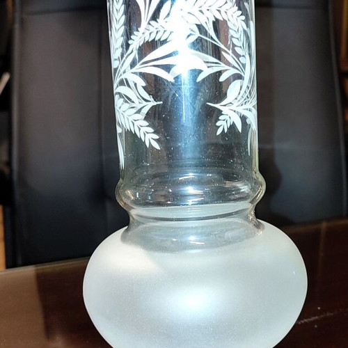 Lamp glass 5Φ new, 22 cm height, frosted and clear