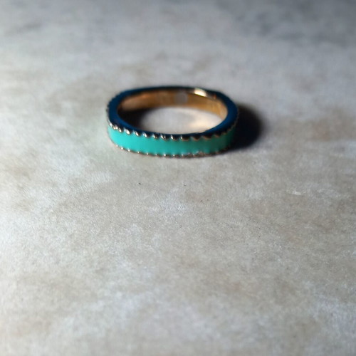Loisir ring with turquoise enamel, new, gold-plated stainless steel