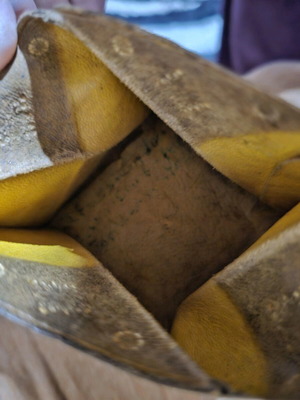 Vintage coin wallet used, green leather
