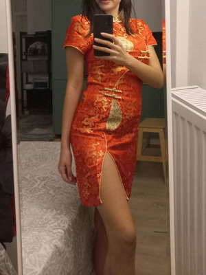 Kimono new, red with gold silk details