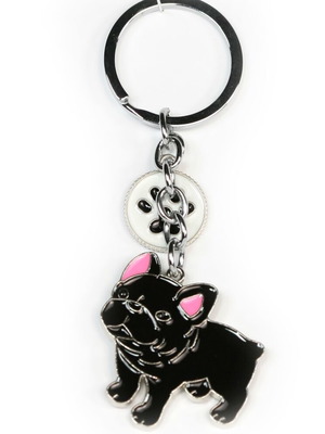 French Bulldog dog keychain new, metal with paw