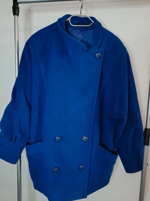 Vintage wool coat Modèle Juliette electric blue like new XXL