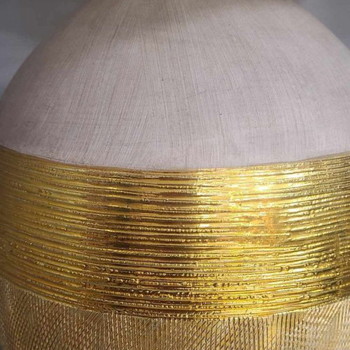 Porcelain table lamp with gold details large, height 62.5 cm