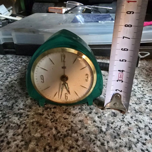 Vintage wind-up table clock used, functional