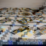  Κάλλυμα κρεβατιού patchwork χειροποίητο, μοναδικό, βαμβακερό σκέπασμα