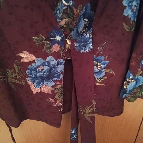 Zara floral burgundy shirt XL new, wrap style