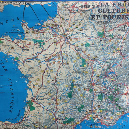 France map old used double-sided 100x124 cm