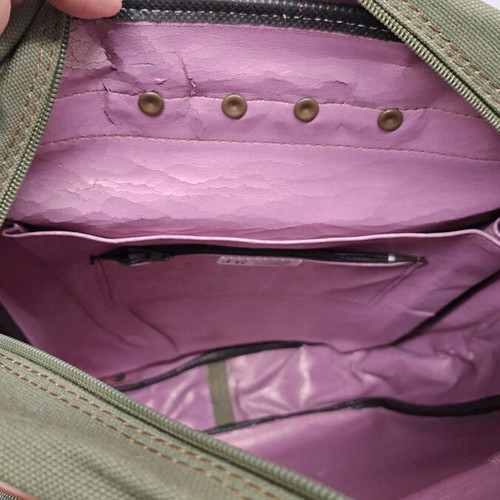 JK Leather backpack used, khaki canvas with leather details