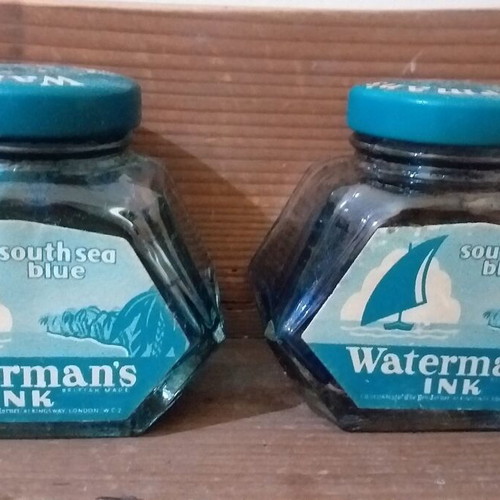 Waterman's collectible ink bottles used, set of 2